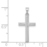 Hollow Latin Cross Charm Pendant in Real 14k White Gold