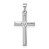 Hollow Latin Cross Charm Pendant in Real 14k White Gold