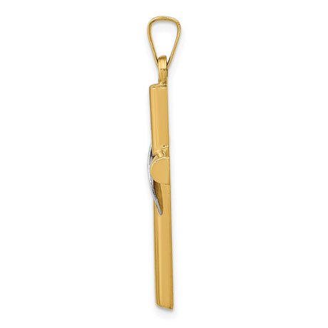 14k Two-Tone Gold Cross Pendant with Yellow Gold Base and White Gold Accent