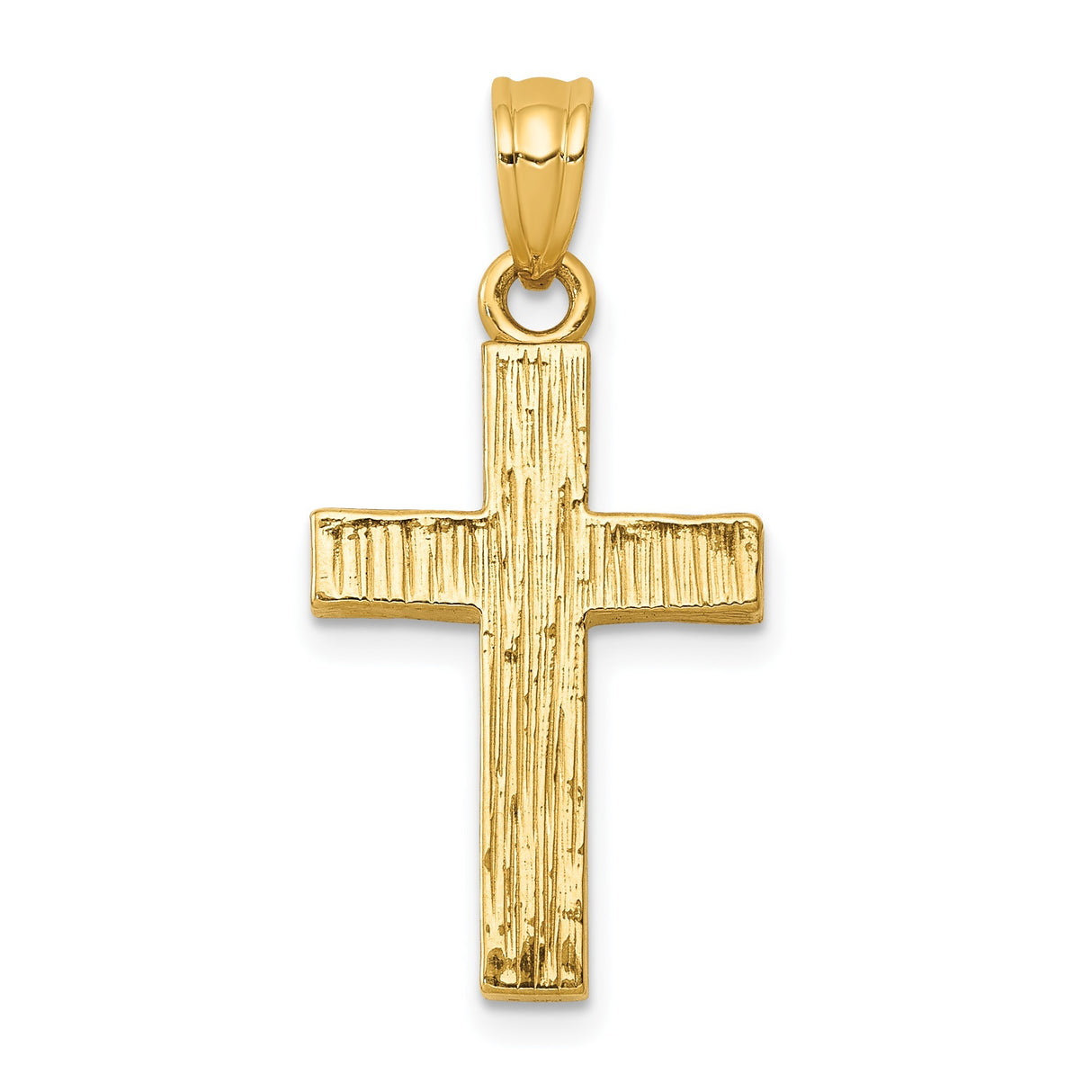 14k Yellow Gold Cross Pendant with Black Epoxy Inlay, Classic Christian Symbol for Men