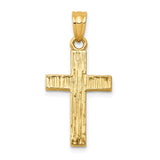 14k Yellow Gold Cross Pendant with Black Epoxy Inlay, Classic Christian Symbol for Men