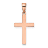 Polished Beveled Cross Charm Pendant in Real 14k Rose Gold