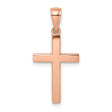 Polished Beveled Cross Charm Pendant in Real 14k Rose Gold