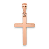 Polished Beveled Cross Charm Pendant in Real 14k Rose Gold