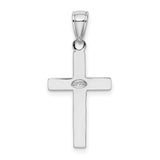 14k White Gold Cross Pendant, Polished Christian Charm, Minimalist Unisex Design