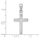 14k White Gold Cross Pendant, Polished Christian Charm, Minimalist Unisex Design