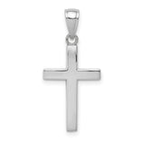 14k White Gold Cross Pendant, Polished Christian Charm, Minimalist Unisex Design