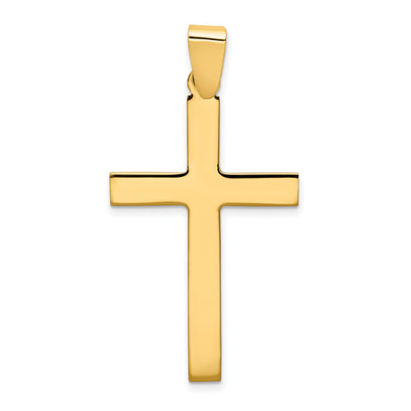 Engravable Latin Cross Charm Pendant in Real 14k Yellow Gold