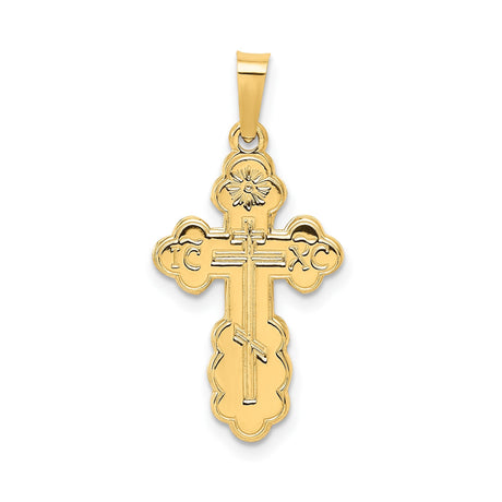14k Yellow Gold Orthodox Cross Pendant with Three-Bar Design and IC XC Inscriptions
