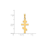 14k Yellow Gold Orthodox Cross Pendant, Three-Bar Eastern Christian Religious Charm