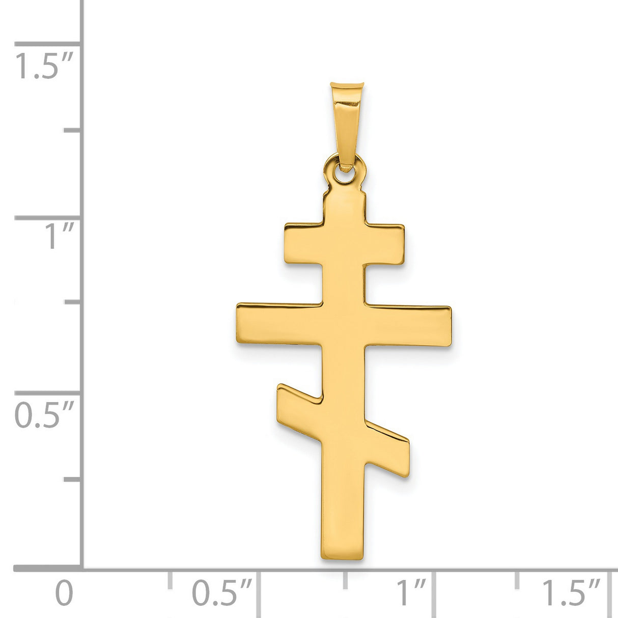 Solid Traditional Eastern Orthodox Cross Charm Pendant in Real 14k Yellow Gold