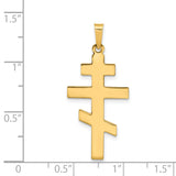 Solid Traditional Eastern Orthodox Cross Charm Pendant in Real 14k Yellow Gold