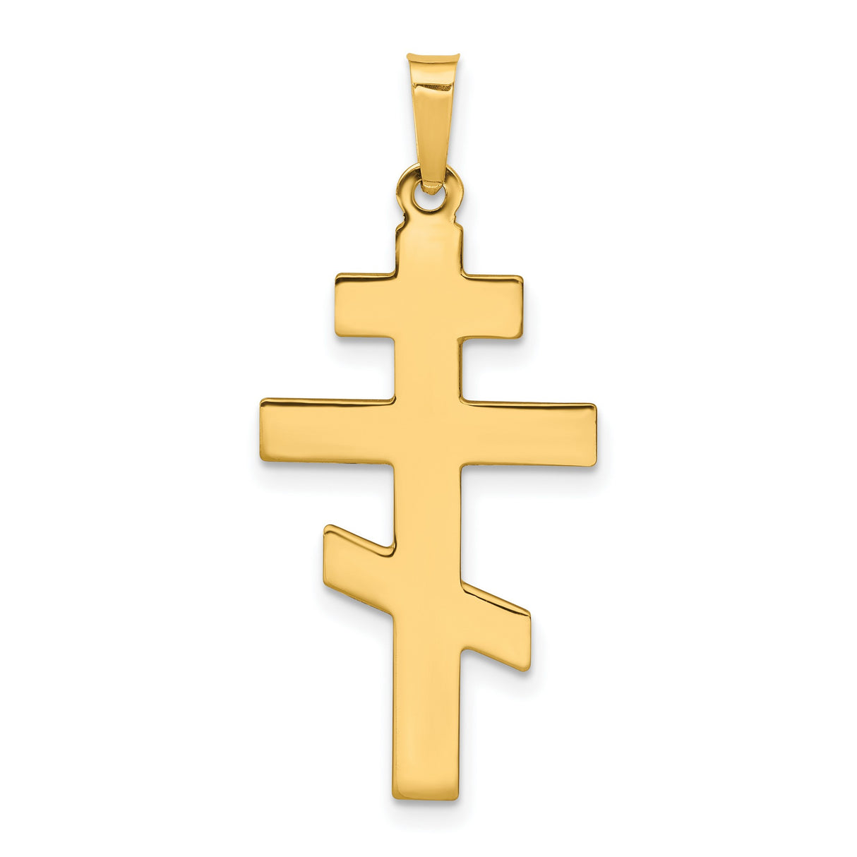 Solid Traditional Eastern Orthodox Cross Charm Pendant in Real 14k Yellow Gold