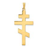 14k Yellow Gold Orthodox Cross Pendant with Triple-Bar Eastern Christian Design