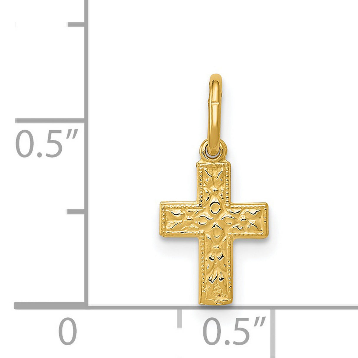 Latin Cross Charm Pendant in Real 14k Yellow Gold