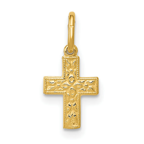 Latin Cross Charm Pendant in Real 14k Yellow Gold