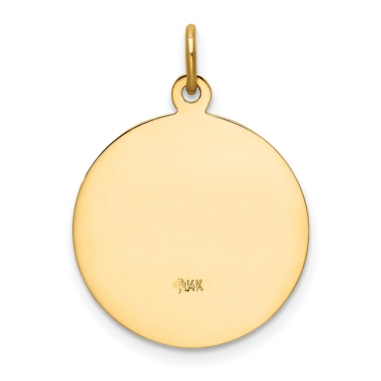 San Juan De Los Lagos Words Round Charm Pendant in Real 14k Yellow Gold