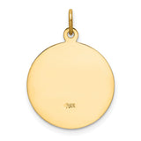 San Juan De Los Lagos Words Round Charm Pendant in Real 14k Yellow Gold