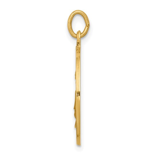 14k Yellow Gold Saint Elizabeth Seton Pendant, Catholic Medal with Saint Figure