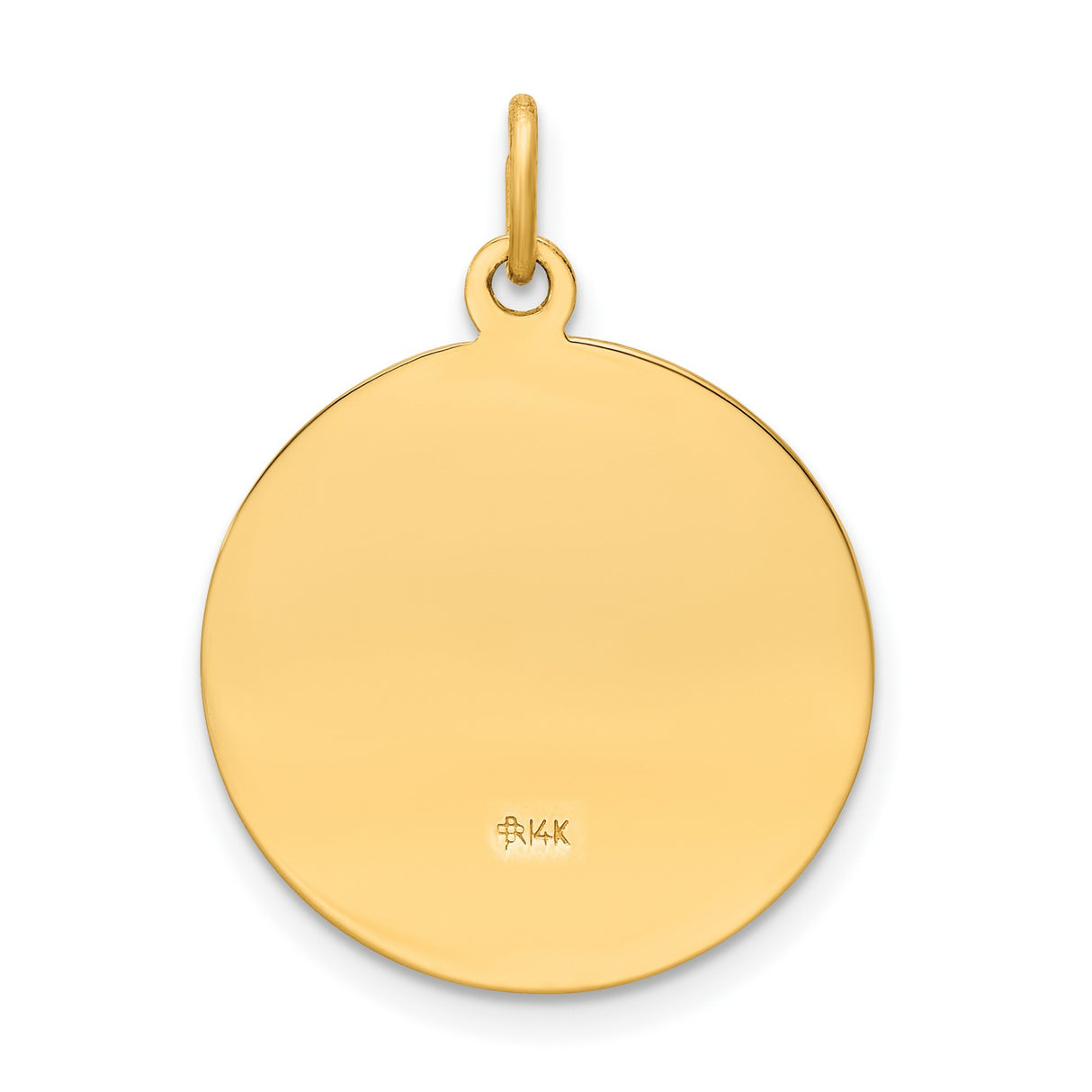 Saint Elizabeth Seton Pray For Us Words Round Medal Charm Pendant in Real 14k Yellow Gold