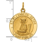 14k Yellow Gold Saint Elizabeth Seton Pendant, Catholic Medal with Saint Figure
