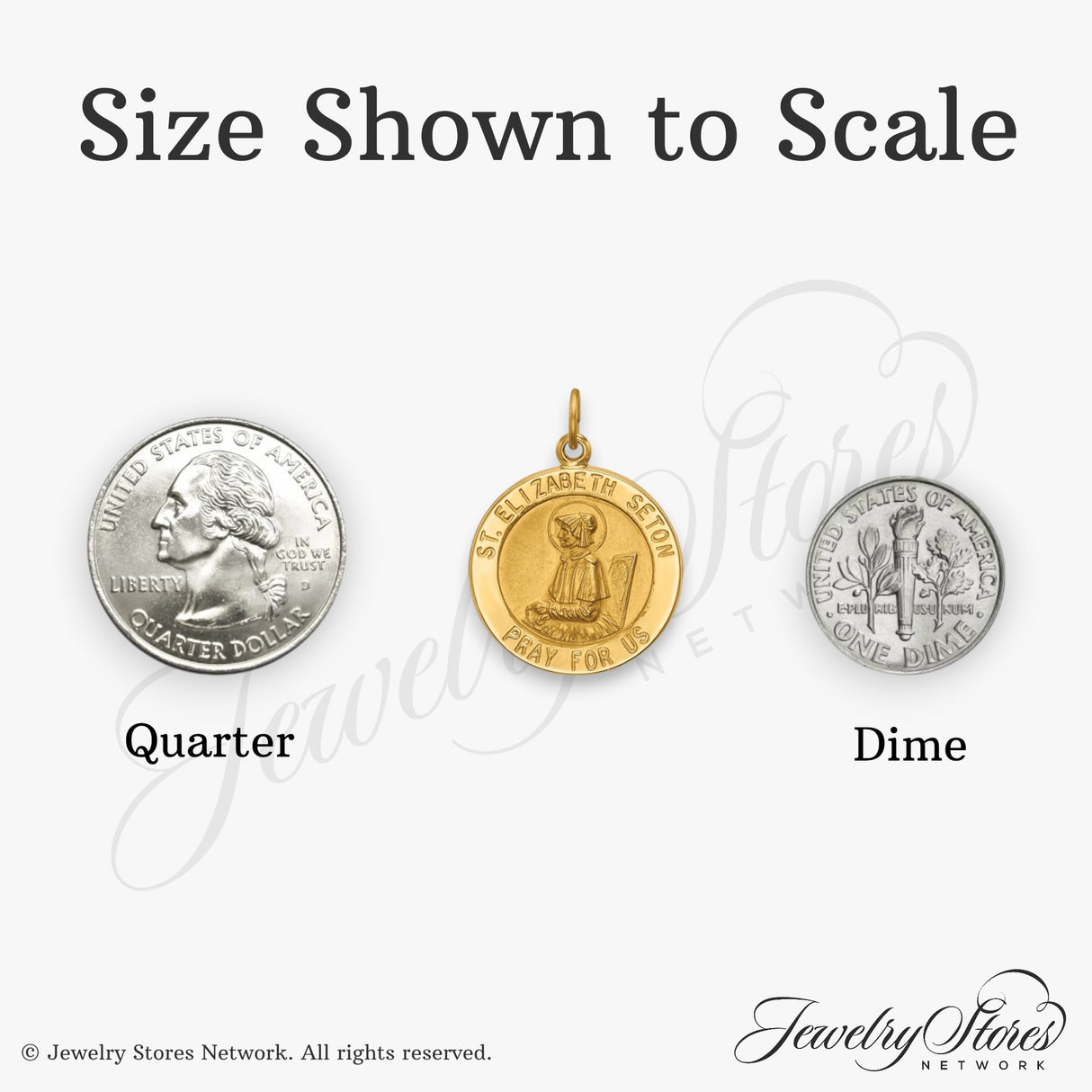 14k Yellow Gold Saint Elizabeth Seton Pendant, Catholic Medal with Saint Figure