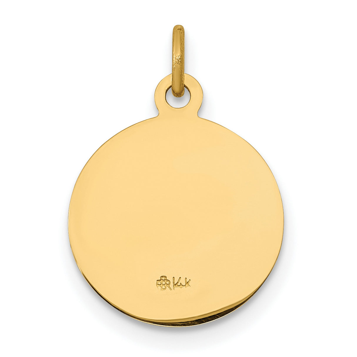 Solid Saint John Pray For Us Words Round Medal Charm Pendant in Real 14k Yellow Gold