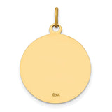 Solid Saint John Baptist Pray For Us Words Round Medal Charm Pendant in Real 14k Yellow Gold