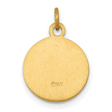 Solid Saint Gerard Pray For Us Words Round Medal Charm Pendant in Real 14k Yellow Gold