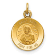 Solid Saint Paul Pray For Us Words Round Medal Charm Pendant in Real 14k Yellow Gold