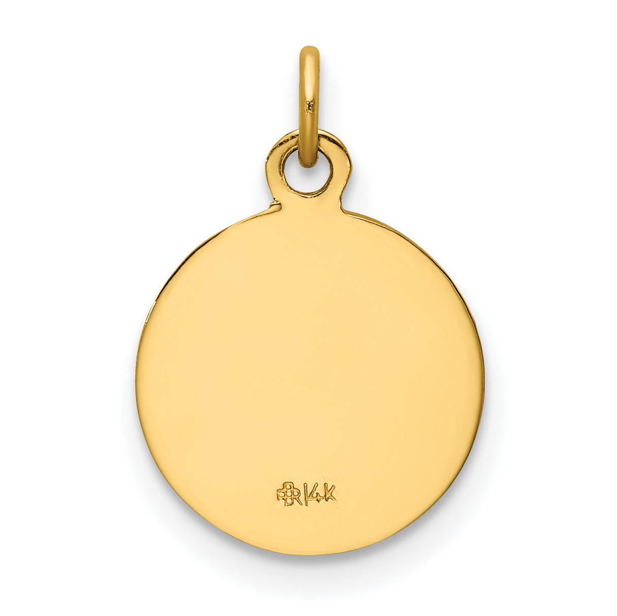 Saint Roch Pray For Us Words Round Medal Charm Pendant in Real 14k Yellow Gold