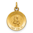 Saint Roch Pray For Us Words Round Medal Charm Pendant in Real 14k Yellow Gold