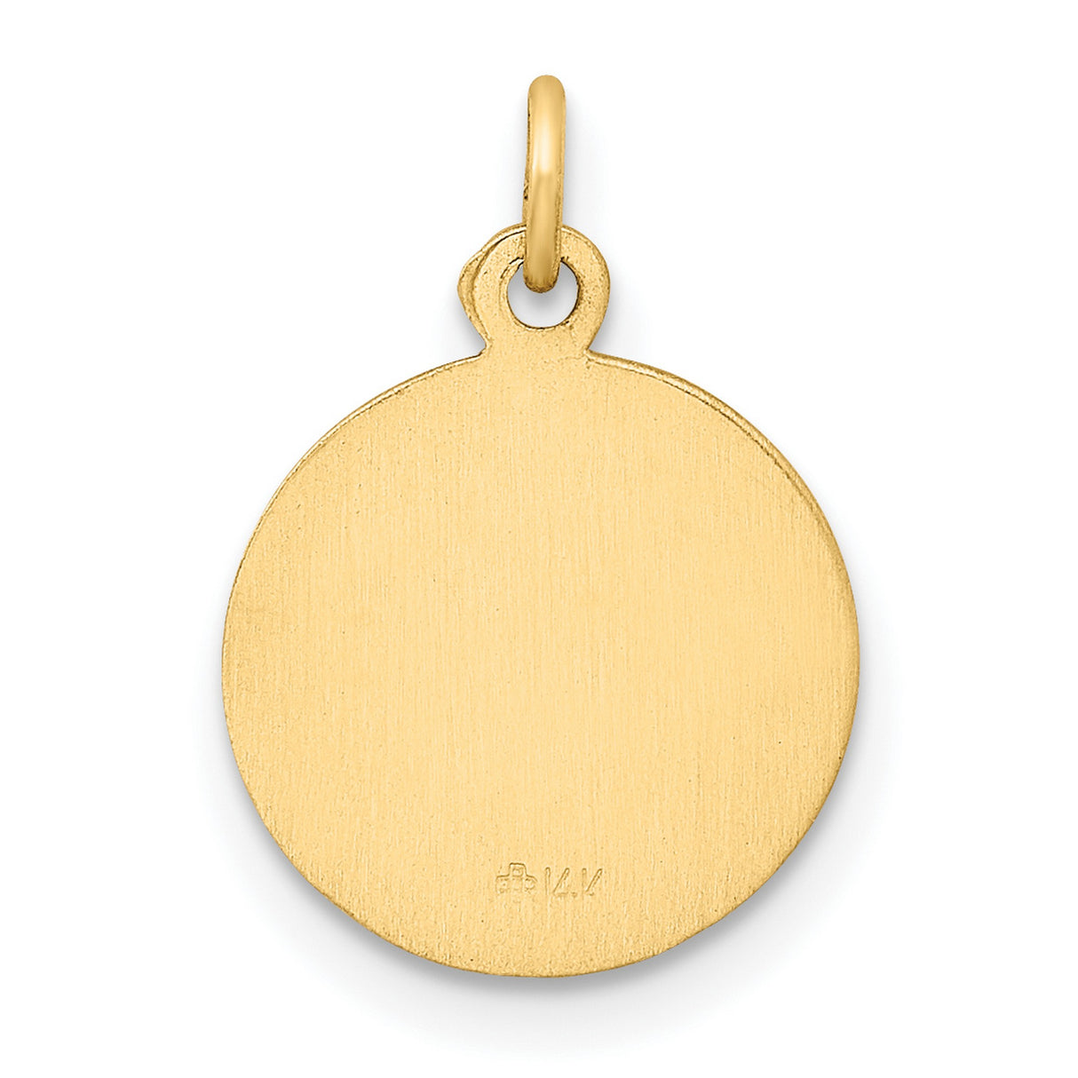 Our Lady Of The Assumption Pray For Us Words Round Charm Pendant in Real 14k Yellow Gold