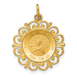 Our Lady Of The Assumption Pray For Us Words Round Charm Pendant in Real 14k Yellow Gold