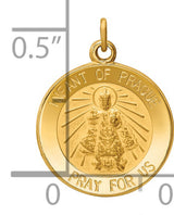 Infant of Prague Pray For Us Words Round Medal Charm Pendant in Real 14k Yellow Gold