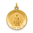 Infant of Prague Pray For Us Words Round Medal Charm Pendant in Real 14k Yellow Gold