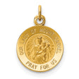 Our Lady of Mount Carmel Pray For Us Words Round Charm Pendant in Real 14k Yellow Gold