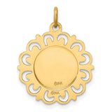 Our Lady of Mount Carmel Pray For Us Words Round Charm Pendant in Real 14k Yellow Gold