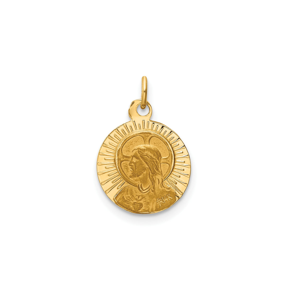 14k Yellow Gold Virgin Mary of Czestochowa Pendant, Polish Catholic Religious Medal Charm