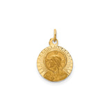 14k Yellow Gold Virgin Mary of Czestochowa Pendant, Polish Catholic Religious Medal Charm