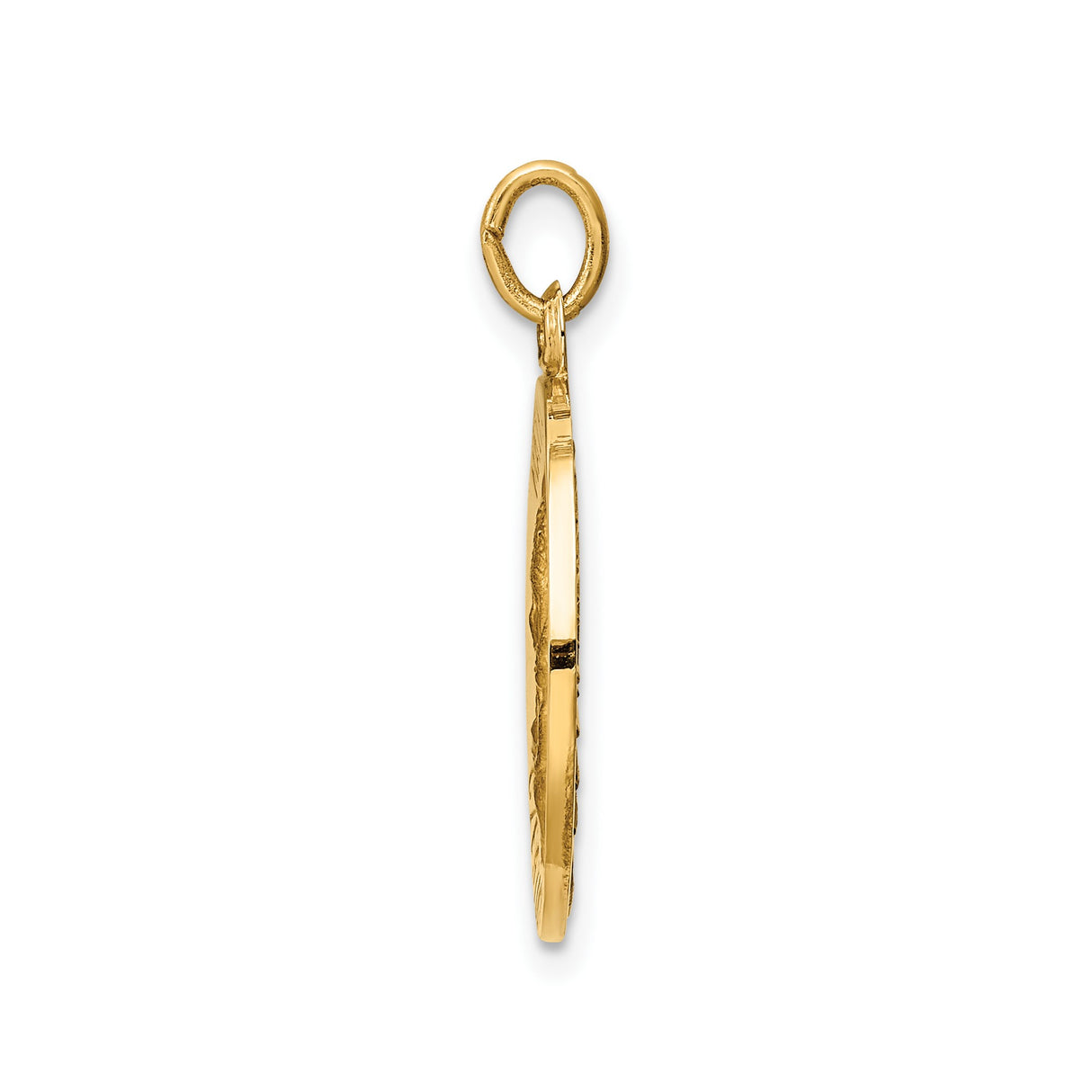14k Yellow Gold Round Pendant with Our Lady of Czestochowa, Polish Catholic Medal