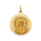 14k Yellow Gold Round Pendant with Our Lady of Czestochowa, Polish Catholic Medal