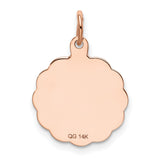 Saint Christopher Protect Us Words Round Disc with Accented Border Charm Pendant in Real 14k Rose Gold