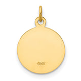 Solid Caridad Del Cobre Words Round Charm Pendant in Real 14k Yellow Gold