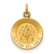 Solid Caridad Del Cobre Words Round Charm Pendant in Real 14k Yellow Gold