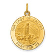 Our Lady of Fatima Pray For Us Words Round Medal Charm Pendant in Real 14k Yellow Gold