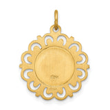 Our Lady of Fatima Pray For Us Words Round Medal Charm Pendant in Real 14k Yellow Gold