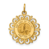 Our Lady of Fatima Pray For Us Words Round Medal Charm Pendant in Real 14k Yellow Gold