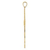 14k Yellow Gold Cross Pendant with Floral Scrollwork Design, Christian Religious Jewelry for Women