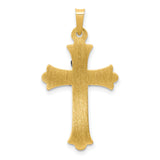 Hollow Patonce Cross With White Gold Claddagh Symbol Charm Pendant in Real 14k Multi-Tone Gold